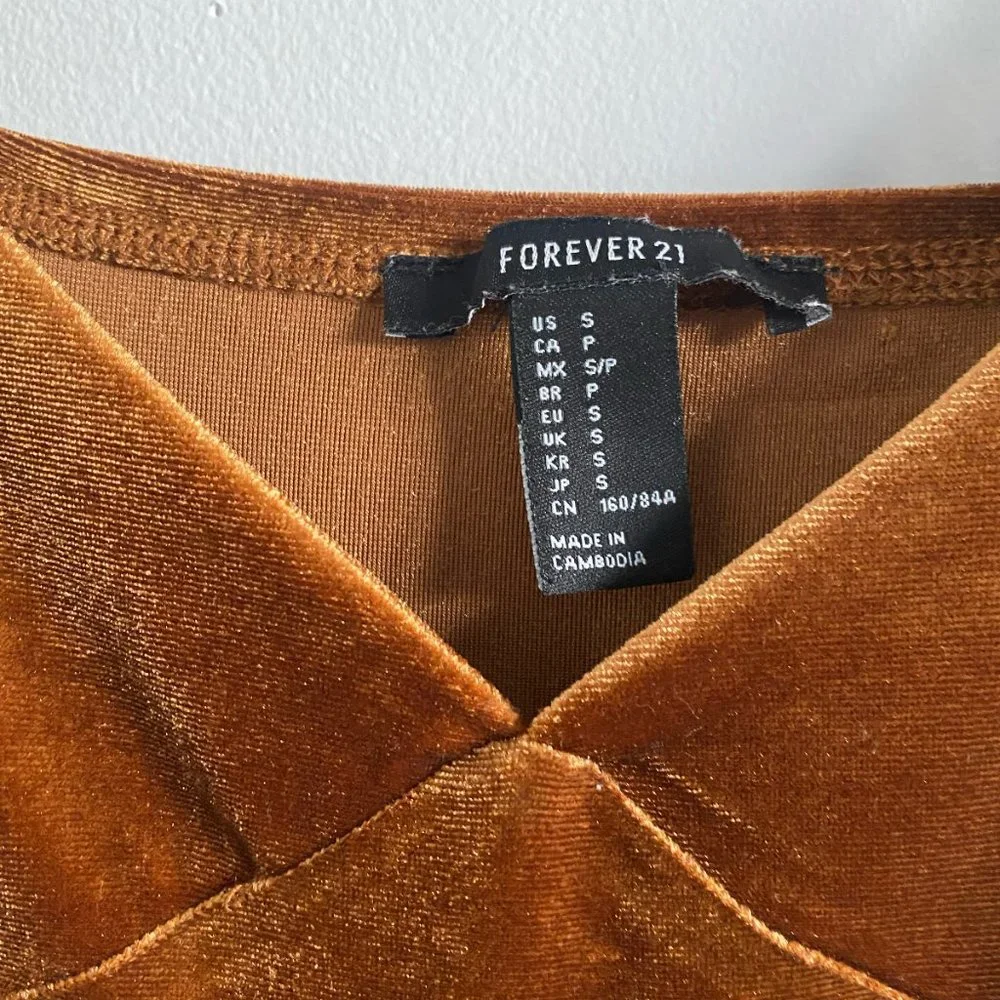 Copper Gold Velvet midi dress w/ adjustable straps - Picture 3 of 3